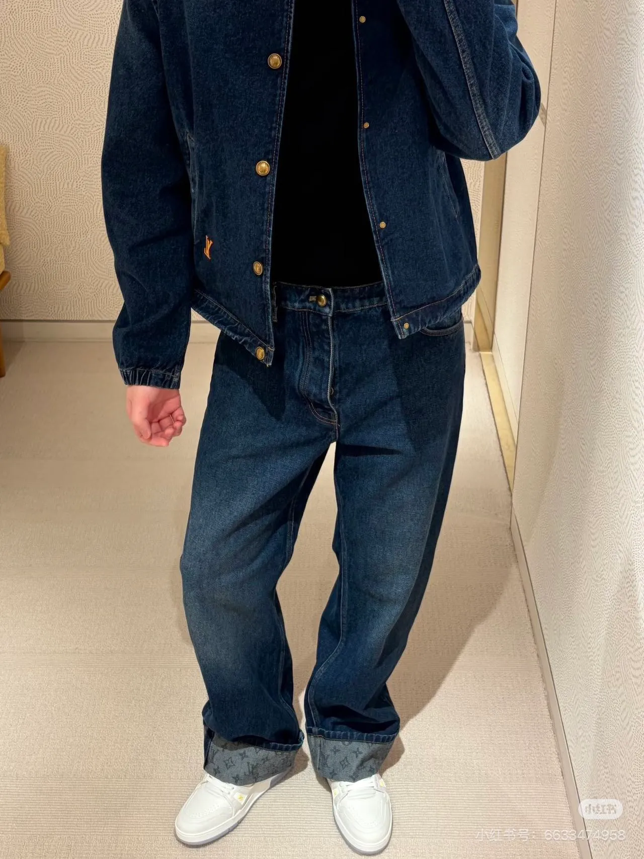 Louis Vuitton/Louis Vuitton MONOGRAM cuffed hem straight jeans
